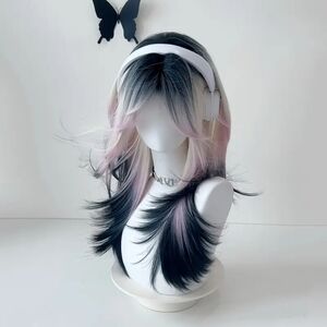Stylish Pink and Black Ombre Wig